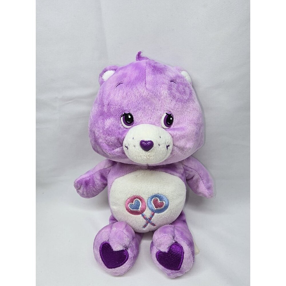 Care Bears 2003 Share Bear Plush 10" Purple Celebration Collection Lolipops
